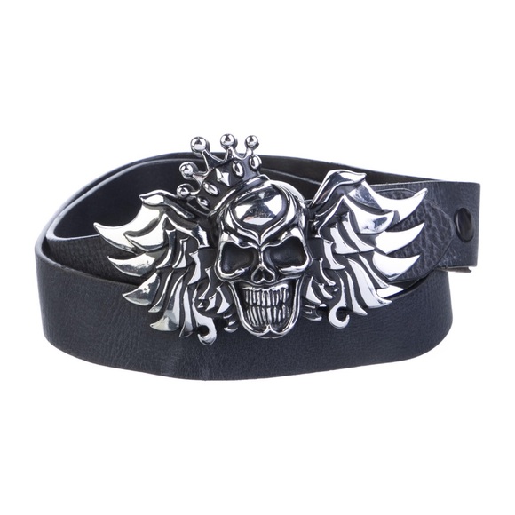 King Baby Studios Crowned Skull with Wings Silver tone metal Buckle with size 38 - Picture 5 of 7
